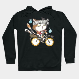 Bored Neko on a bicycle on an Old school bicycle. Hoodie